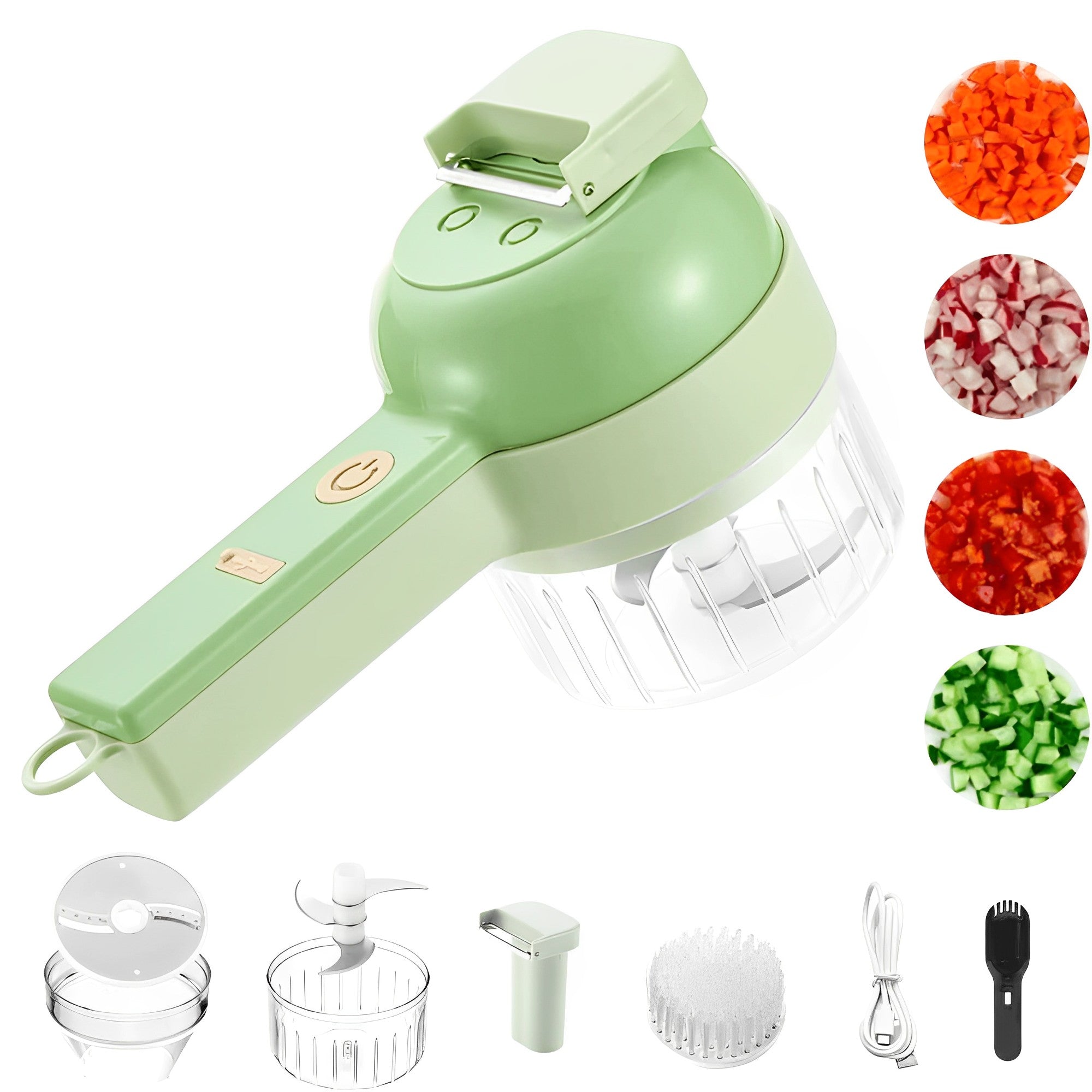 SEASPIRIT Green 4 in 1 Handheld Electric Vegetable Cutter