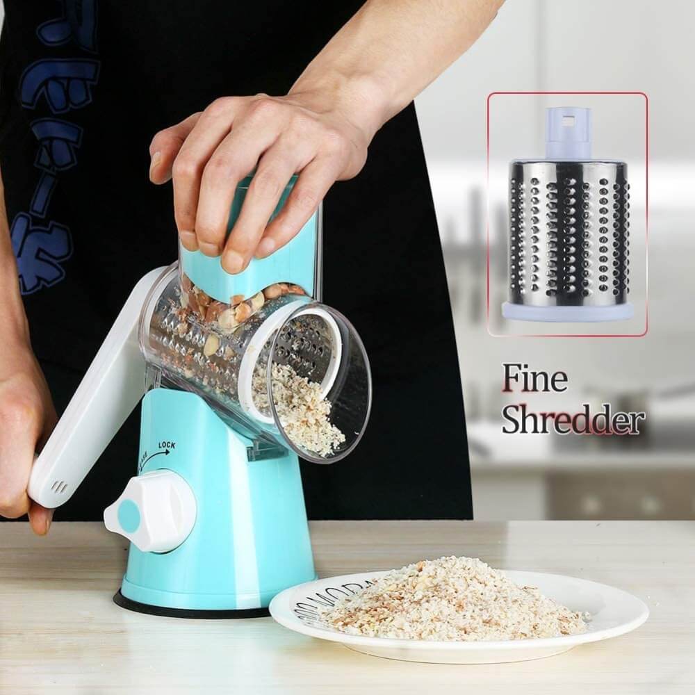  Stainless Steel Cheese Grater Manual Rotary Cheese Grater  Handheld Cheese Shredder Cheese Slice Shred Tool: Home & Kitchen