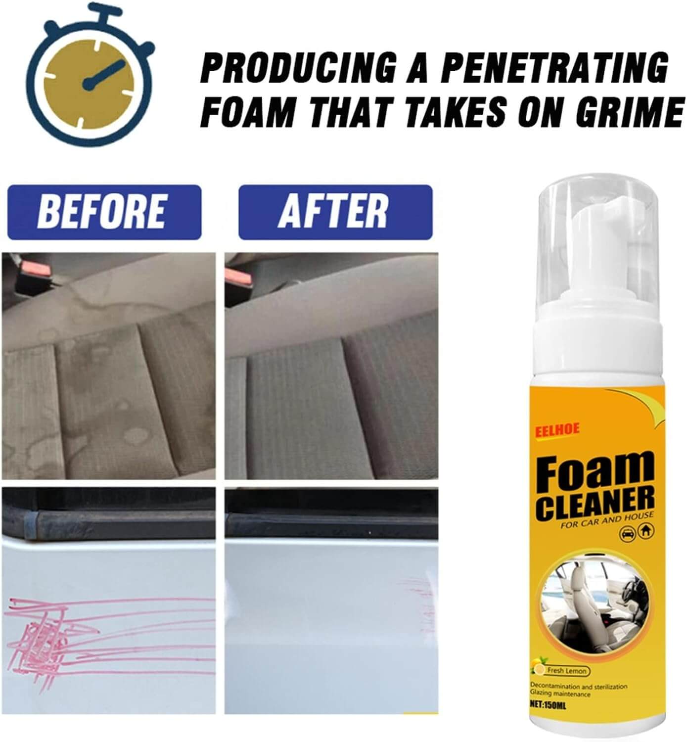 Car Interior Cleaning Spray Foam Bright and Fresh Agent (9oz)