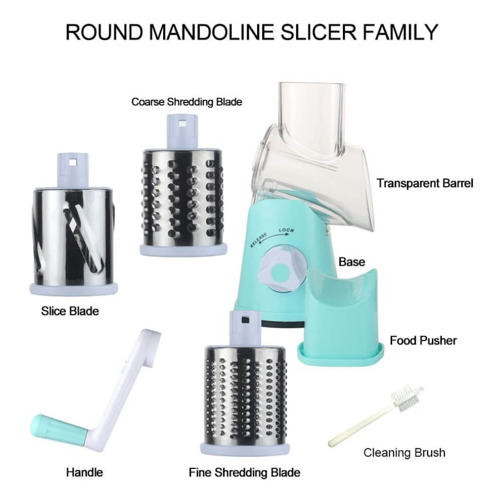 Cambom Manual Rotary Cheese Grater - Round Mandoline Slicer with Strong  Sucti